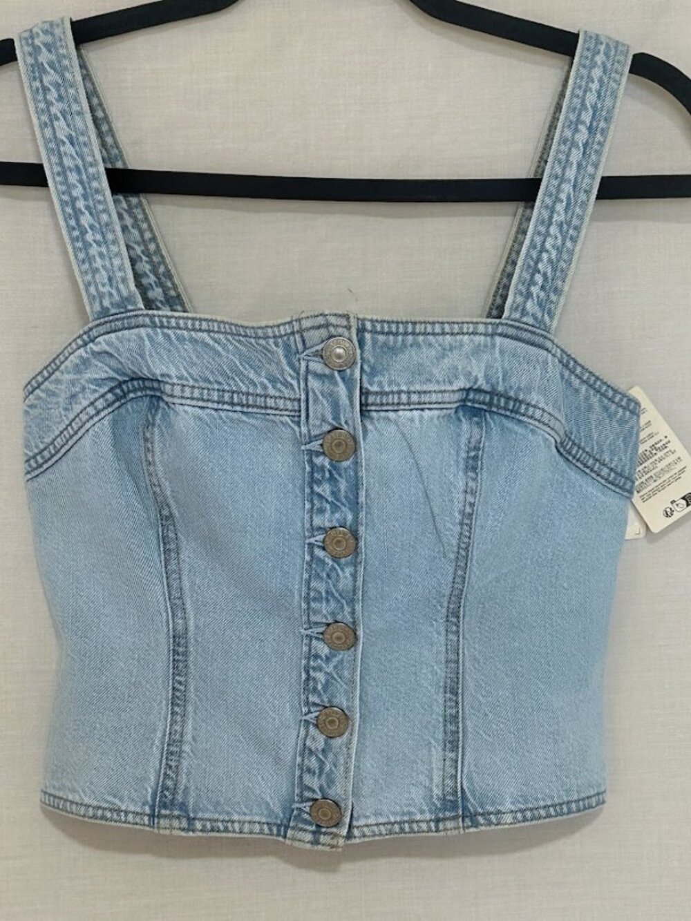 Levi’s Light Wash Denim Corset Tank Top Button Front Slim Fit Size Small - Picture 2 of 10